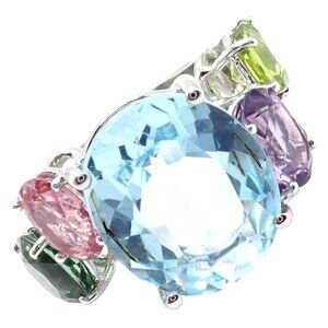 Authentic! Asprey Chaos 18k White Gold Topaz Tourmaline Peridot Amethyst Ring